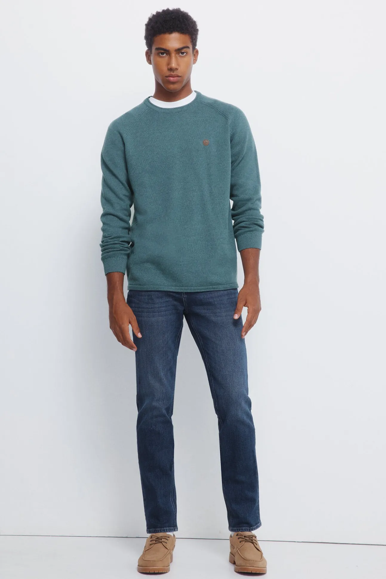 Camisola liso de gola alta