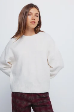 Camisola liso de gola redonda
