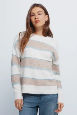 Camisola listrado multicolorido em relevo