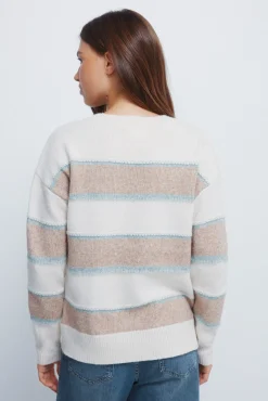 Camisola listrado multicolorido em relevo