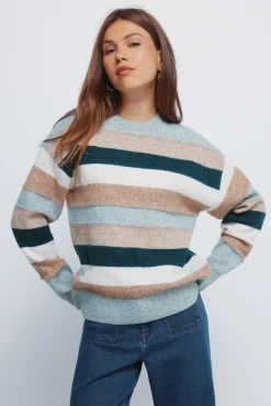 Camisola listrado multicolorido em relevo