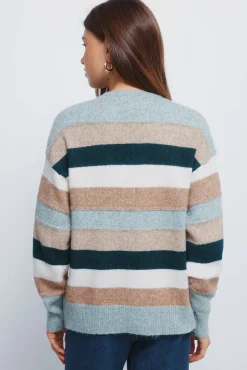 Camisola listrado multicolorido em relevo