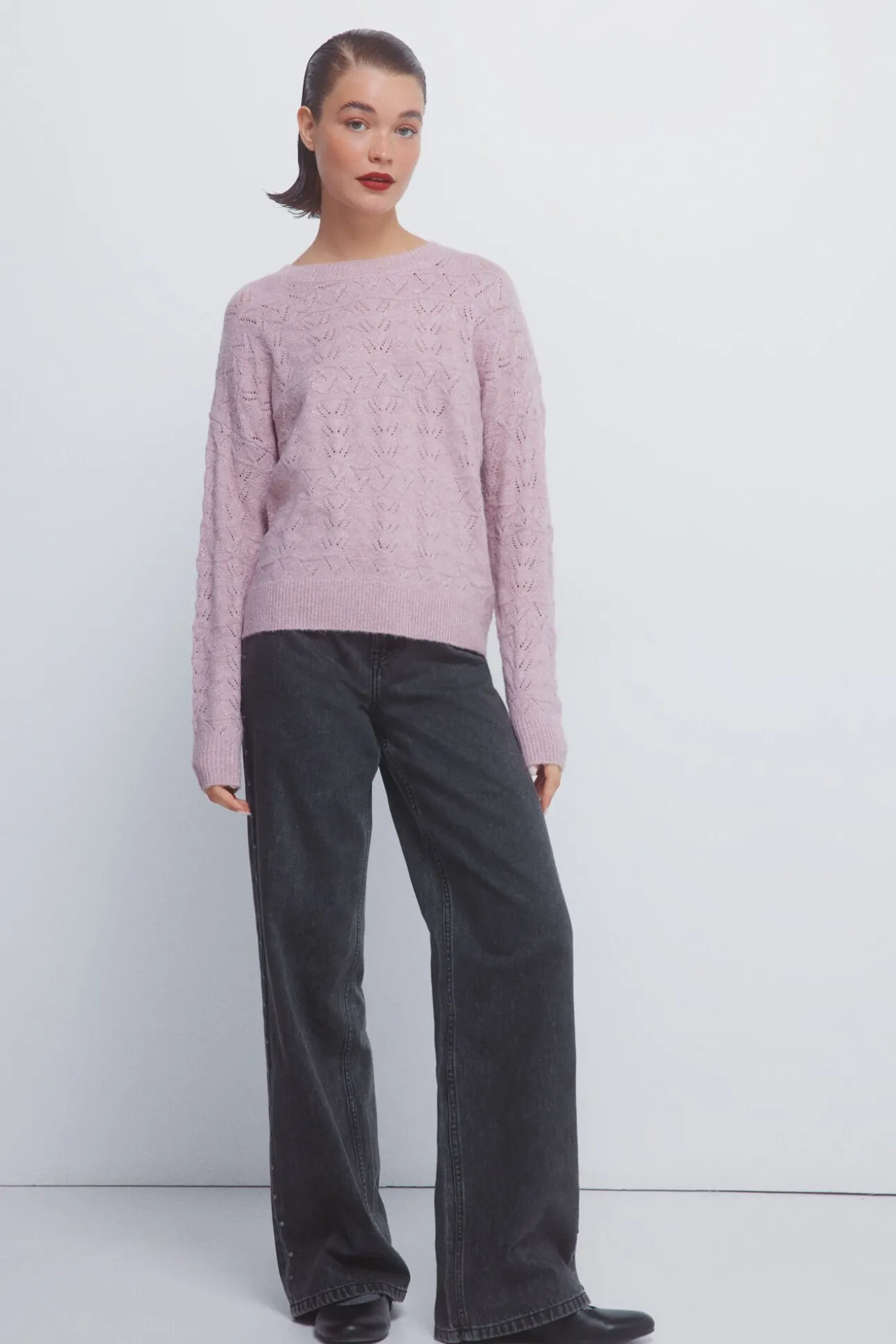 Camisola lurex pointelle