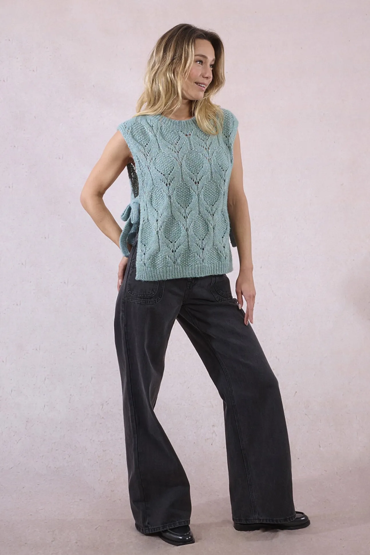 Camisola manga com detalhe de laço