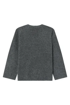Camisola oversized de manga comprida com mensagem bordada