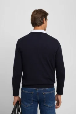 Camisola retrô com gola em V