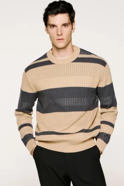Camisola riscas canelada 100% algodão orgânico.