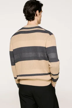 Camisola riscas canelada 100% algodão orgânico.