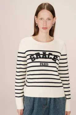 Camisola riscas de marinheiro em malha Milano