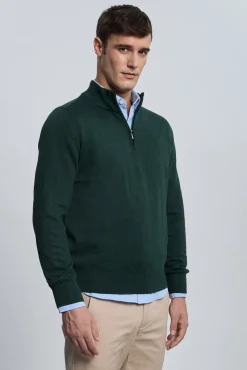 Camisola verde com meia fecho-éclair