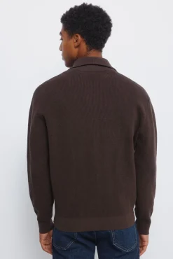Cardigan com casaco de malha