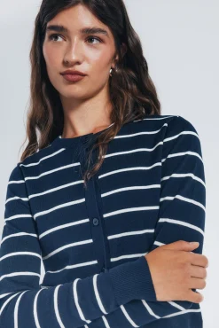 Cardigan com gola redonda e botões e viscose