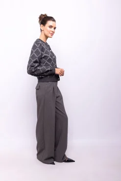Cardigan com malha diamante