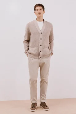 Cardigan de algodão com malha perolada