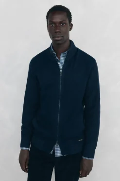 Cardigan de algodão premium para o Natal com fecho de fecho-éclair