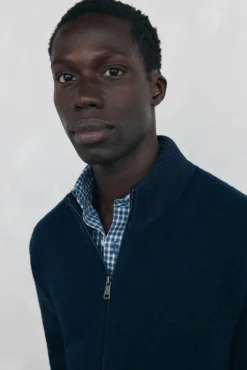 Cardigan de algodão premium para o Natal com fecho de fecho-éclair