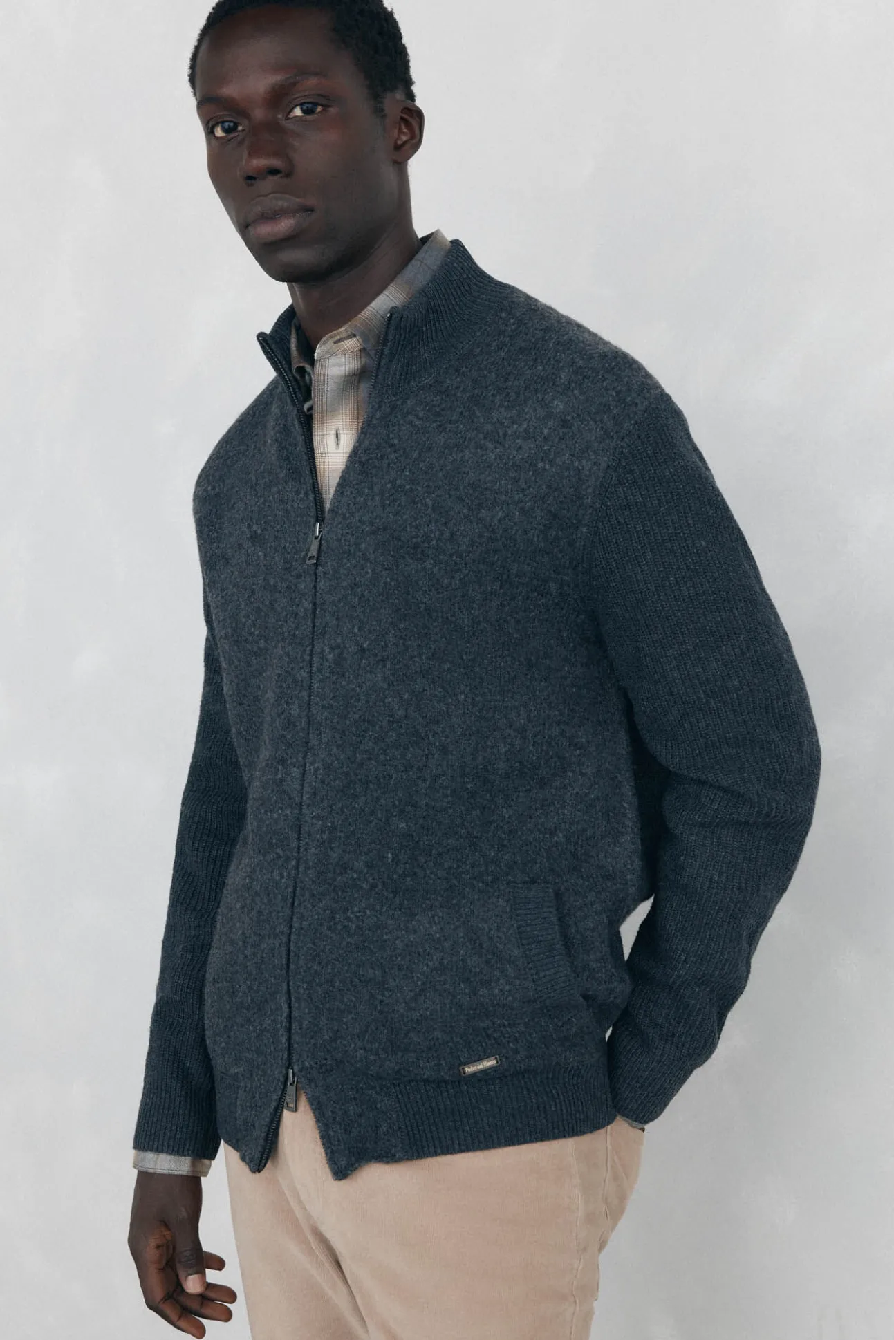 Cardigan de algodão premium para o Natal com fecho de fecho-éclair