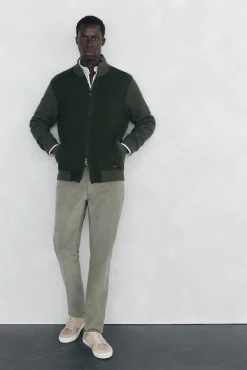Cardigan de algodão premium para o Natal com fecho de fecho-éclair