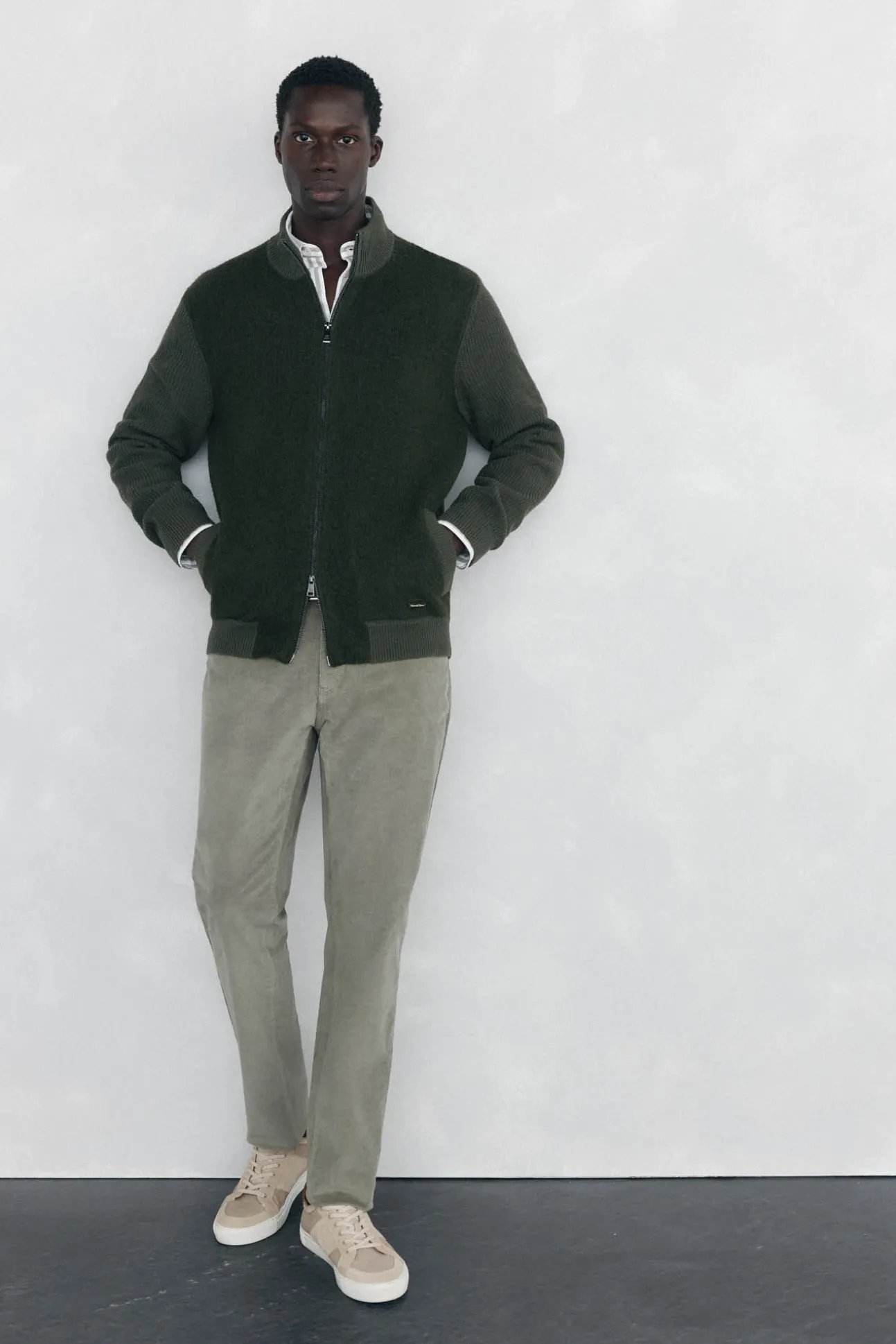Cardigan de algodão premium para o Natal com fecho de fecho-éclair
