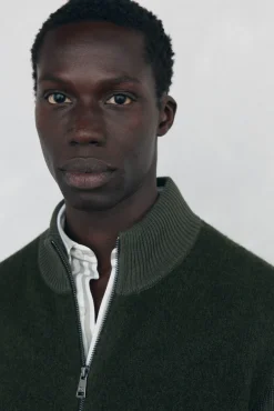 Cardigan de algodão premium para o Natal com fecho de fecho-éclair