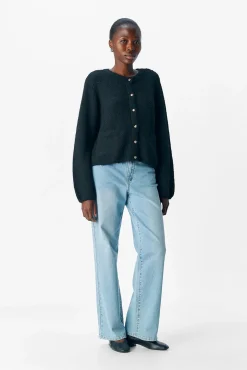 Cardigan de lã com gola redonda