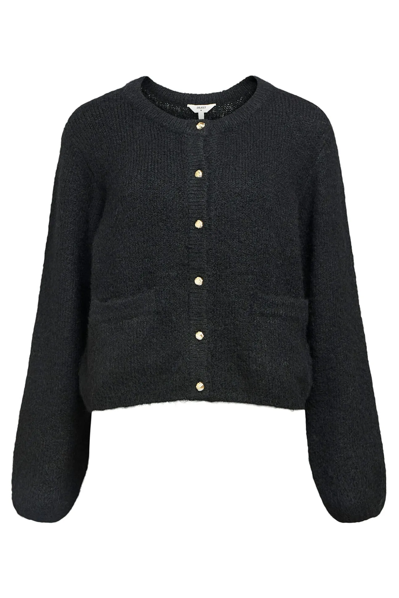 Cardigan de lã com gola redonda