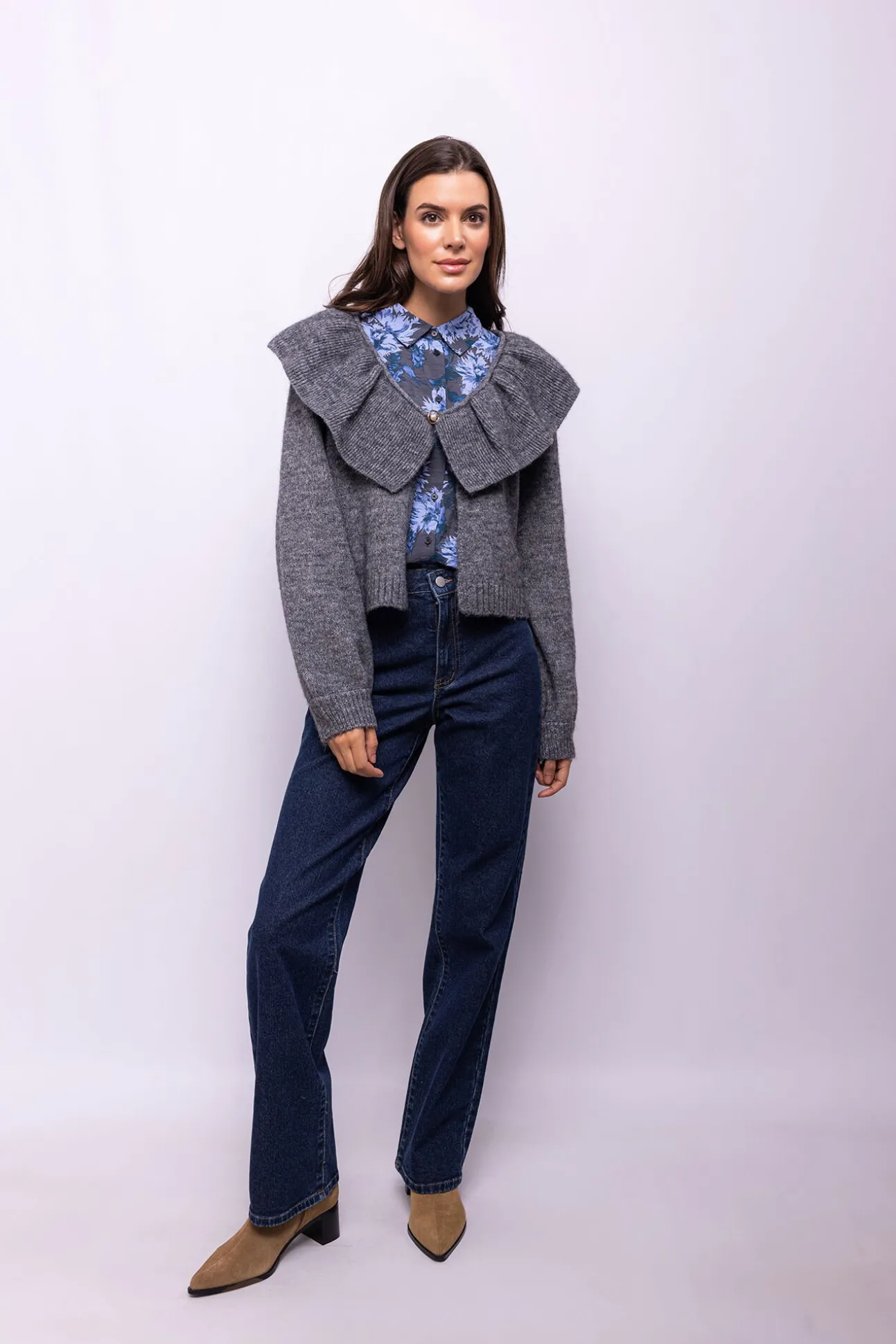 Cardigan de lã e alpaca