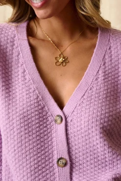 Cardigan lilás com botões