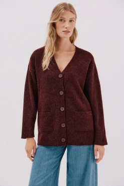 Cardigan longo com bolsos