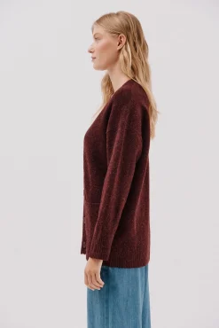 Cardigan longo com bolsos