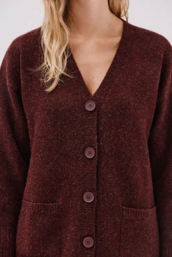 Cardigan longo com bolsos