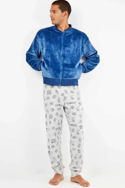 Casaco bomber masculina azul de pelúcia