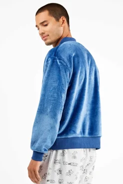 Casaco bomber masculina azul de pelúcia