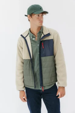 Casaco combinada de nylon e borrego