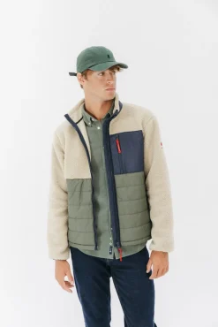Casaco combinada de nylon e borrego
