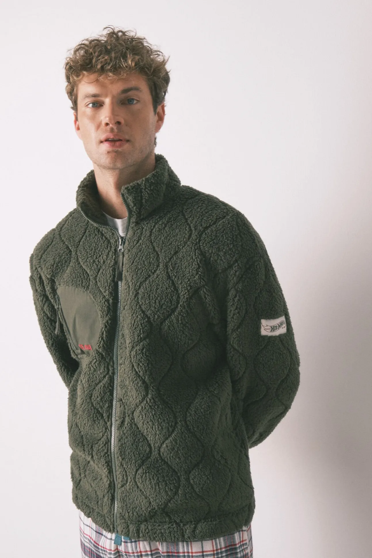 Casaco curto/ robe masculino Hotwheels de pelo verde
