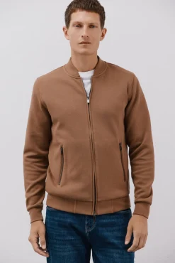 Casaco de malha gola bomber