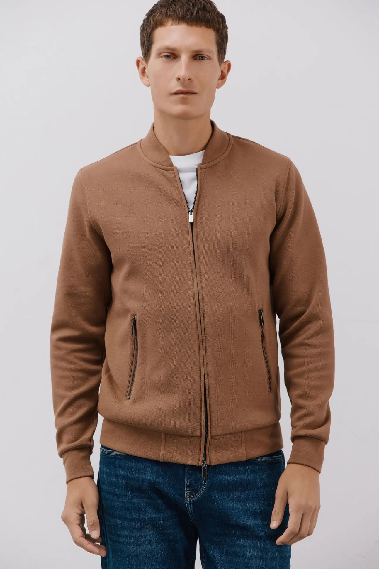 Casaco de malha gola bomber