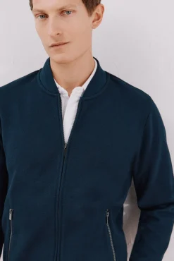 Casaco de malha gola bomber
