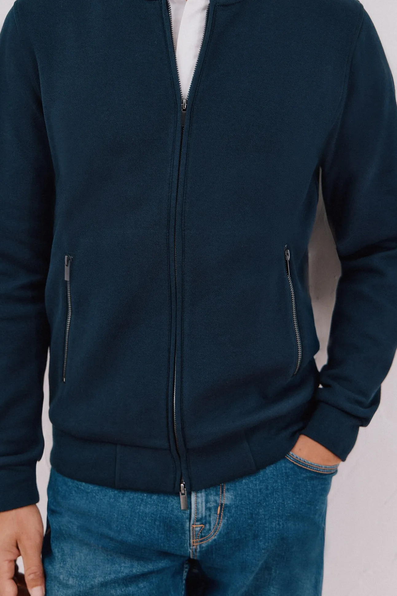 Casaco de malha gola bomber