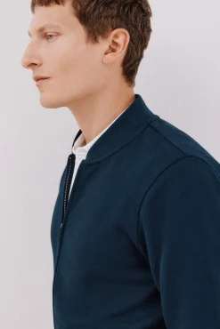 Casaco de malha gola bomber