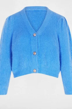 Casaco de malha slim fit com gola em V