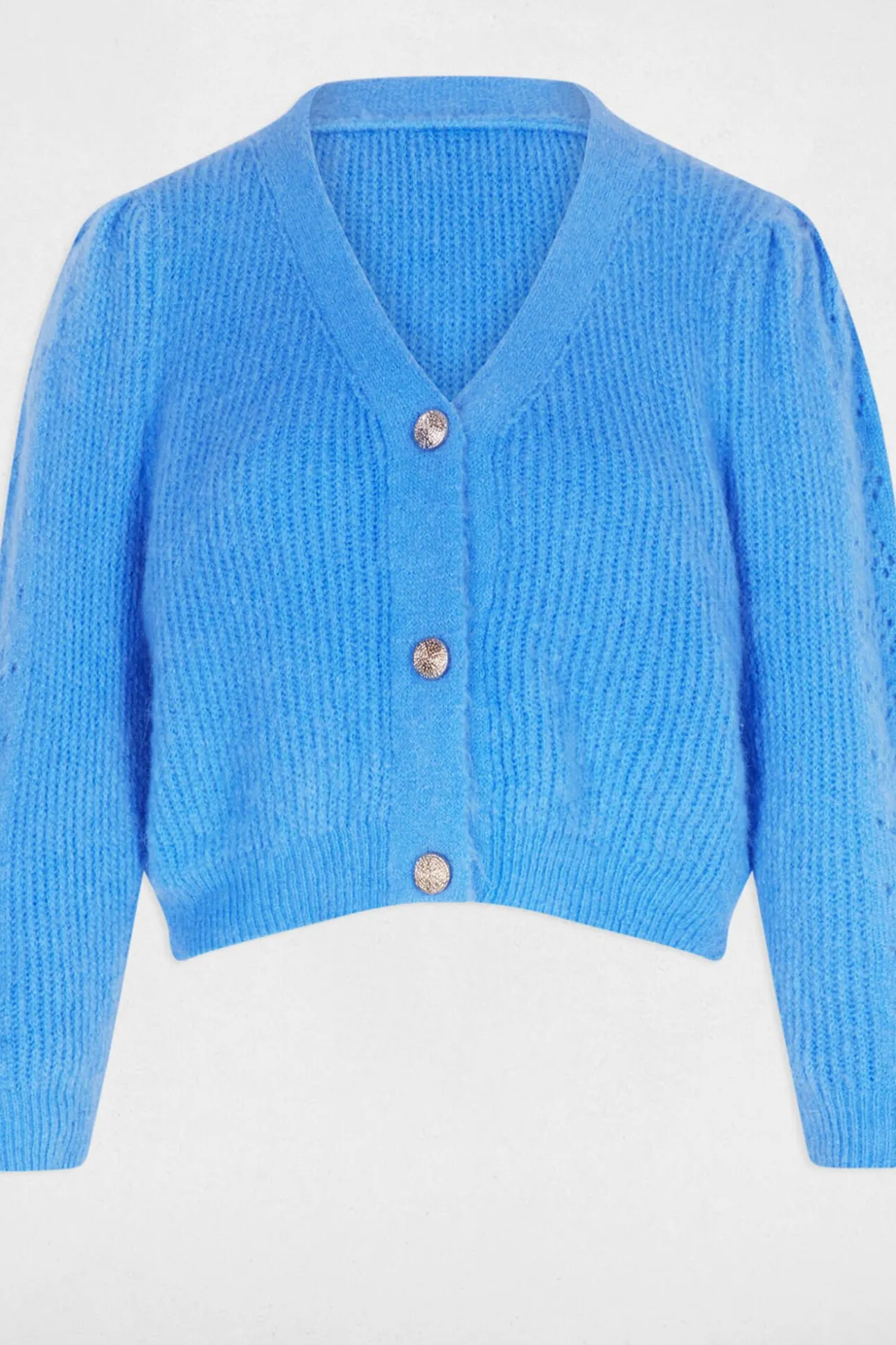 Casaco de malha slim fit com gola em V