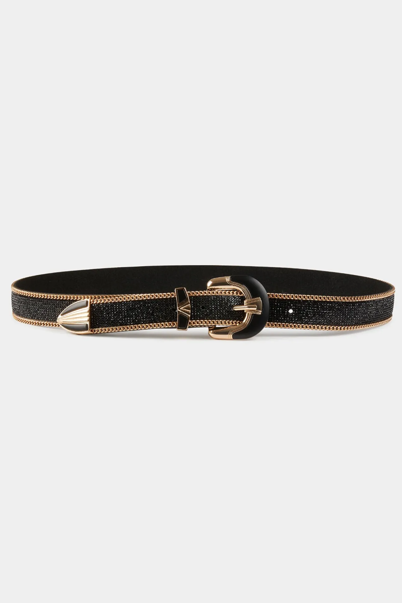 Cinto com strass e correntes
