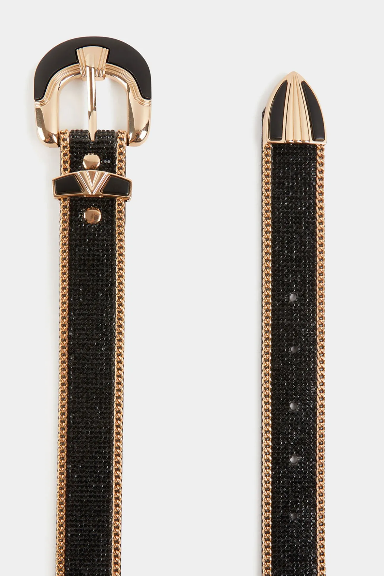 Cinto com strass e correntes