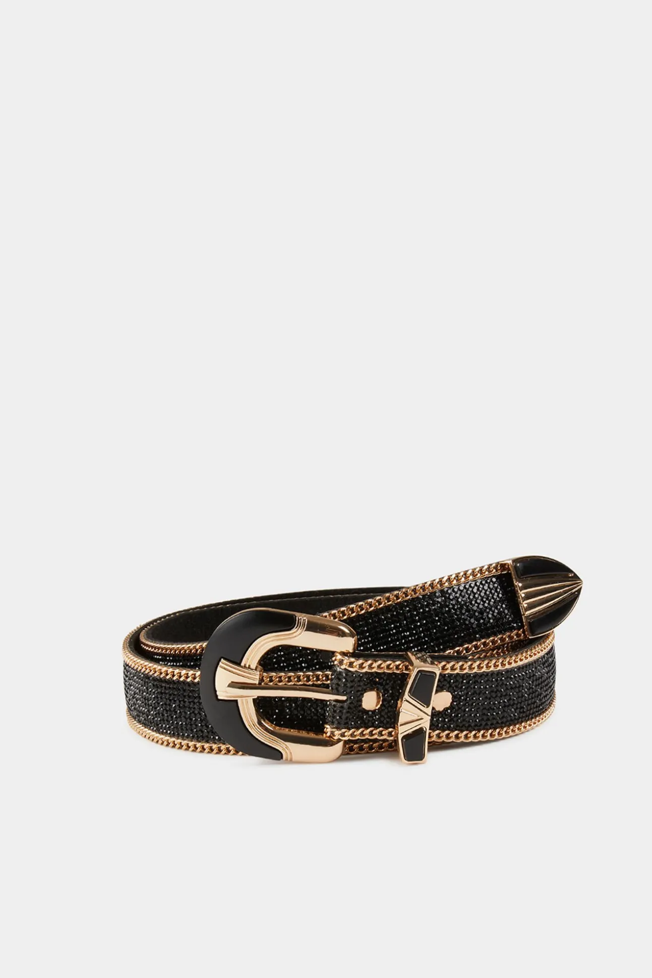 Cinto com strass e correntes