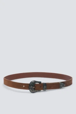 Cinto de cowboy com fivela de flor
