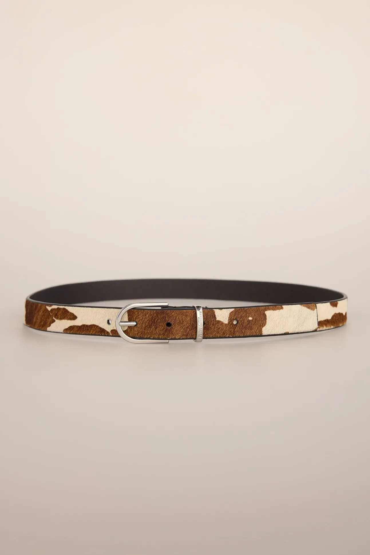 Cinto de pele com estampado de couro de vaca