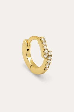 Cleo Crossed Hoop Loose Earring Gold Plated Silver