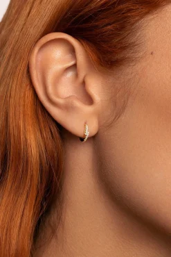 Cleo Crossed Hoop Loose Earring Gold Plated Silver